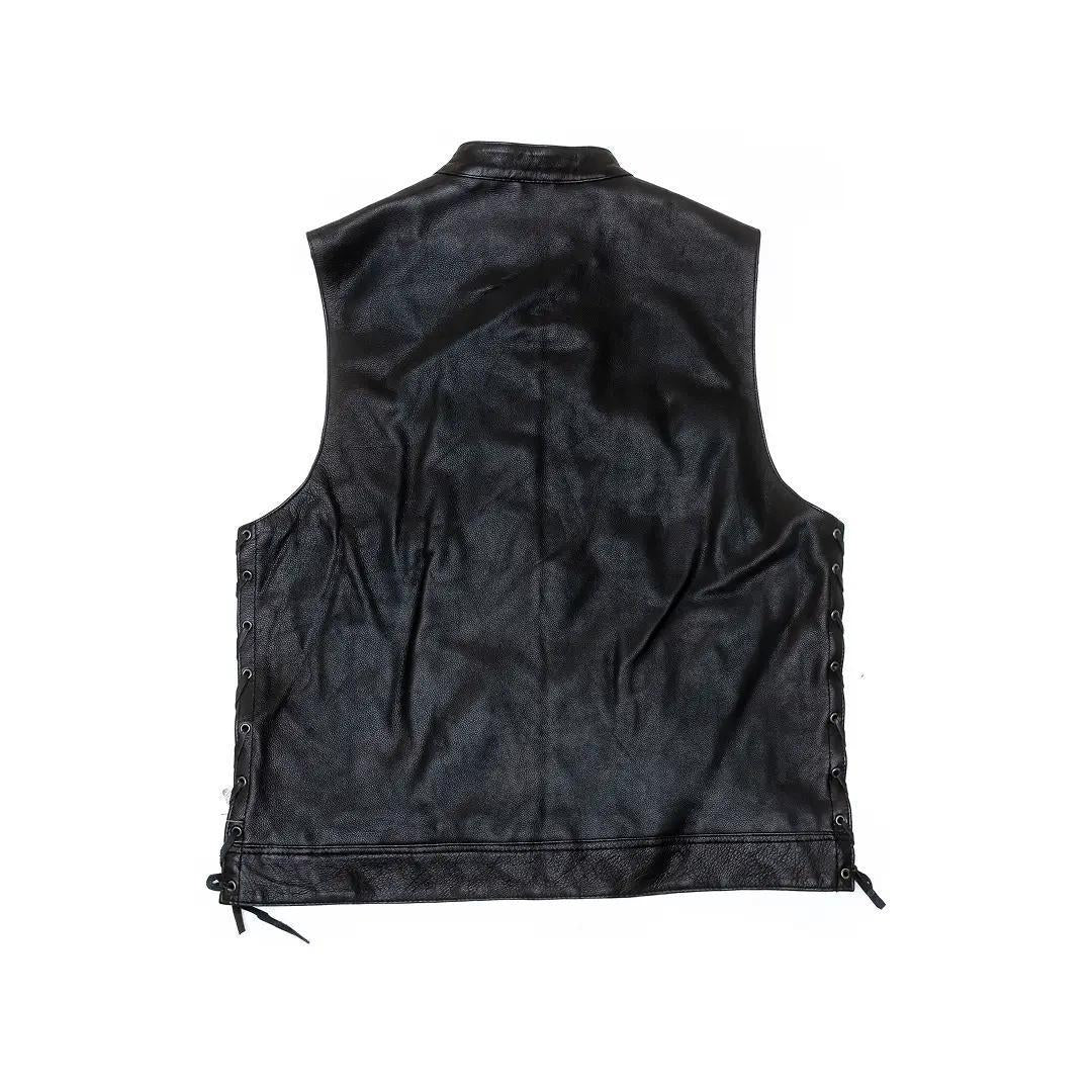 David Moore Men's "Side Lace Cruiser" Leather Vest – Clearance