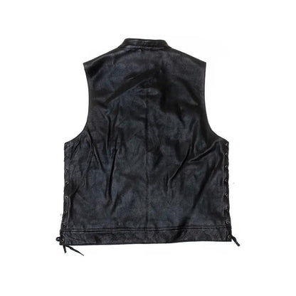 David Moore Men's "Side Lace Cruiser" Leather Vest – Clearance