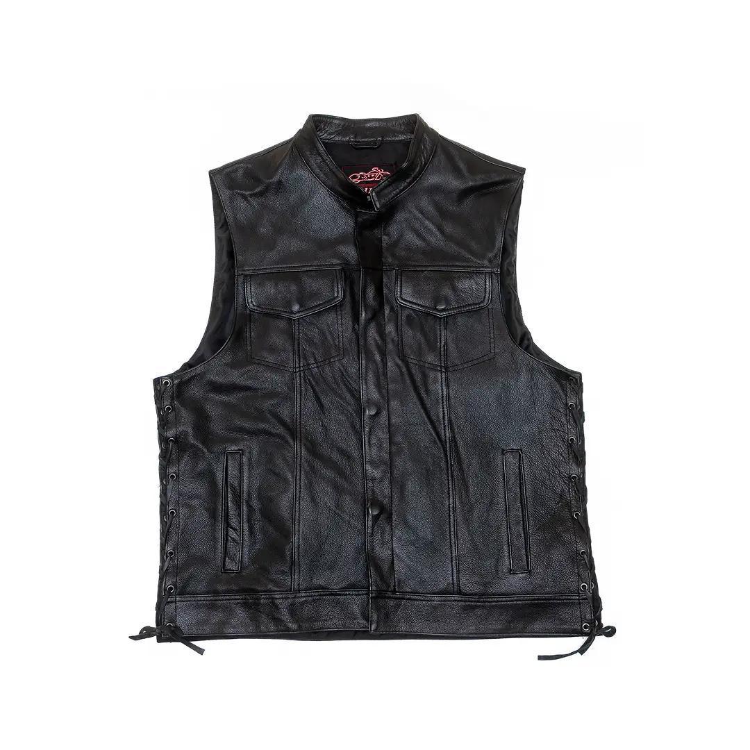 David Moore Men's "Side Lace Cruiser" Leather Vest – Clearance