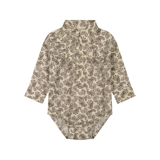 Wrangler Infant Boys Long Sleeve Paisley Snap Onesie