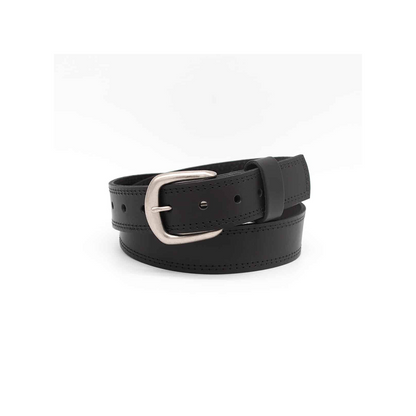 Boston Leather 1.5" Double Stitched Edge Smooth Leather Casual Belt