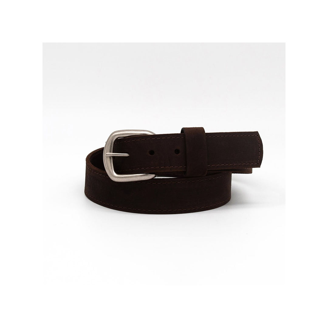 Boston Leather 1.5" Stitched Edge Smooth Leather Casual Belt