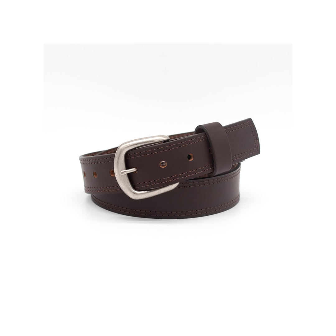 Boston Leather 1.5" Double Stitched Edge Smooth Leather Casual Belt