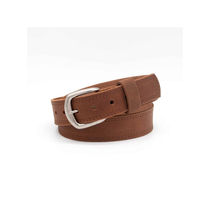 Boston Leather 1.5" Double Stitched Edge Smooth Leather Casual Belt