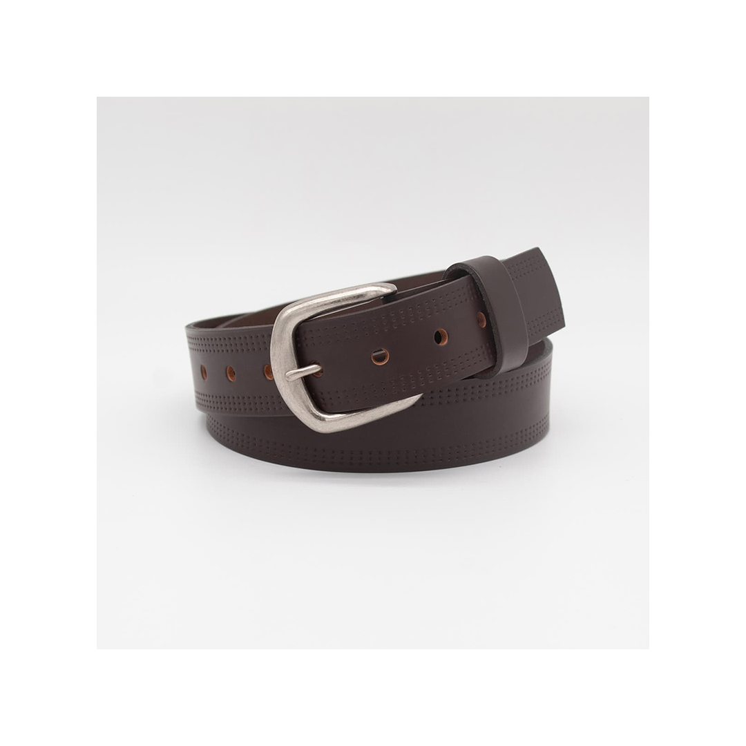 Boston Leather 1.5" Triple Faux Stitched Smooth Leather Casual Belt