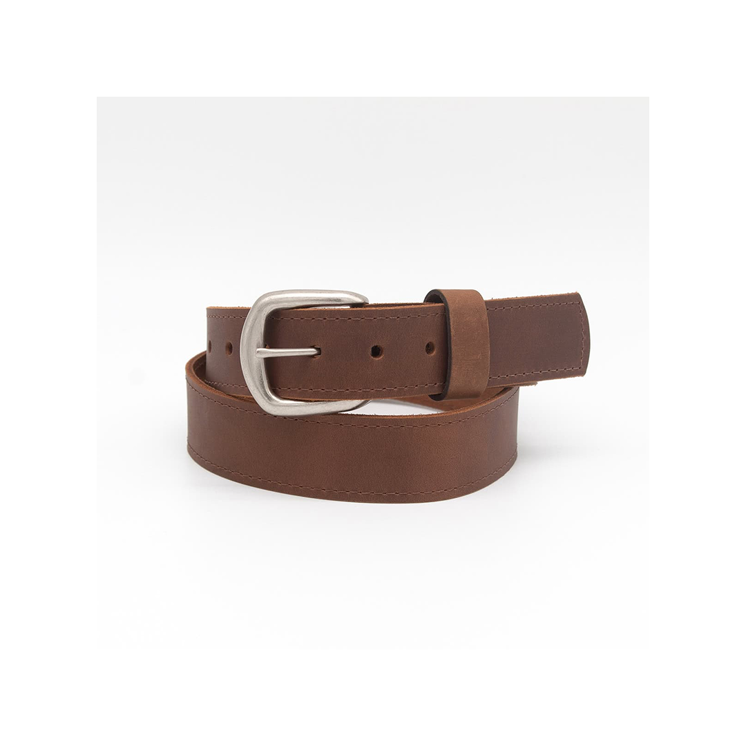 Boston Leather 1.5" Stitched Edge Smooth Leather Casual Belt