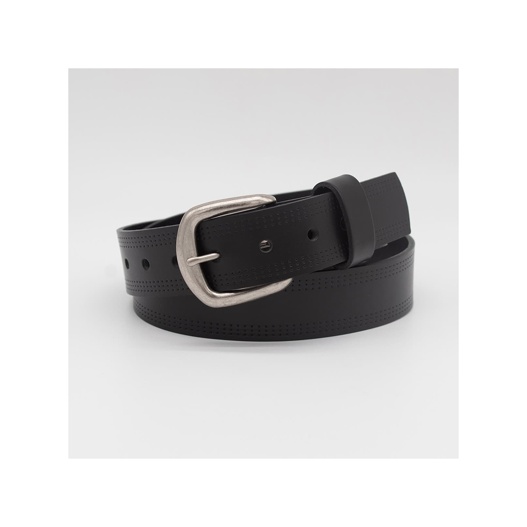 Boston Leather 1.5" Triple Faux Stitched Smooth Leather Casual Belt