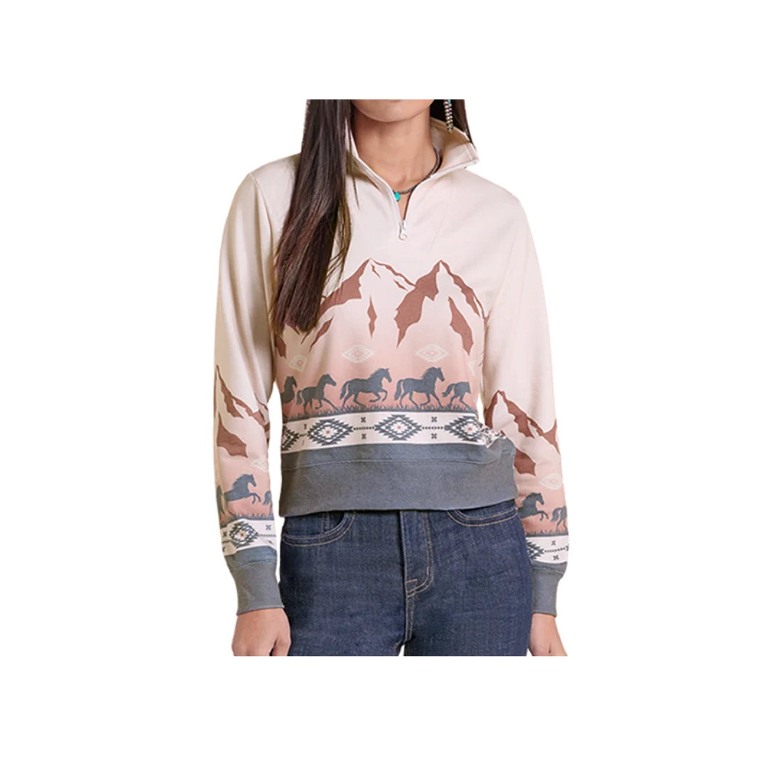 Rock & Roll Denim Women's Horse Border Pullover Sweater