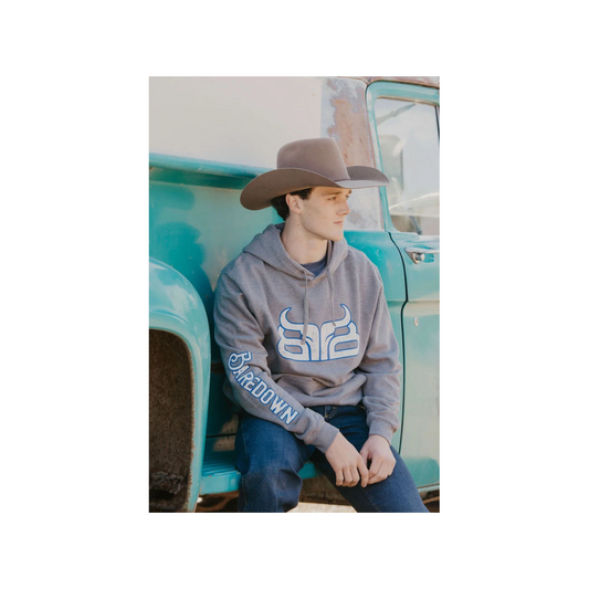 Baredown Cowpoke Distressed Grey & White Hoodie