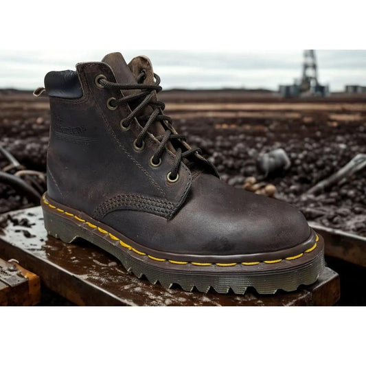 Dr. Martens Gaucho Crazy Horse Leather Lace Up Boots weis-western-wear