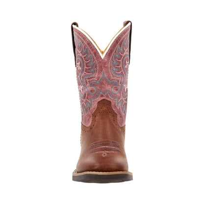 Durango Girl's Shyloh Rusty Brown/Dusty Rose Square Toe Cowgirl Boot
