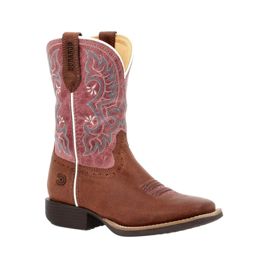 Durango Girl's Shyloh Rusty Brown/Dusty Rose Square Toe Cowgirl Boot
