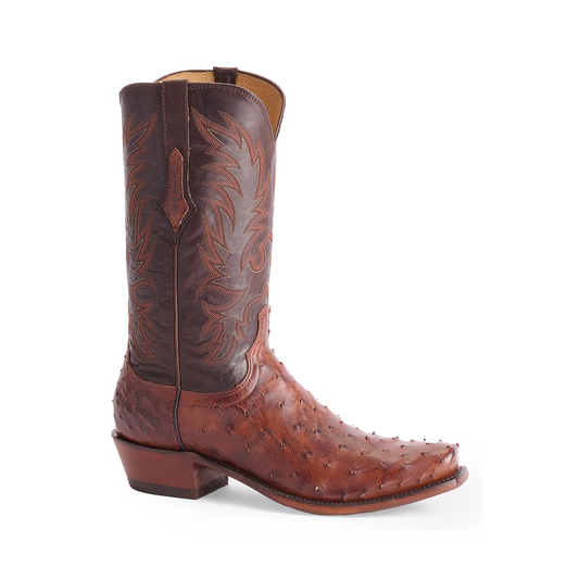 Lucchese Men's Elgin Ostrich Boots - Chocolate