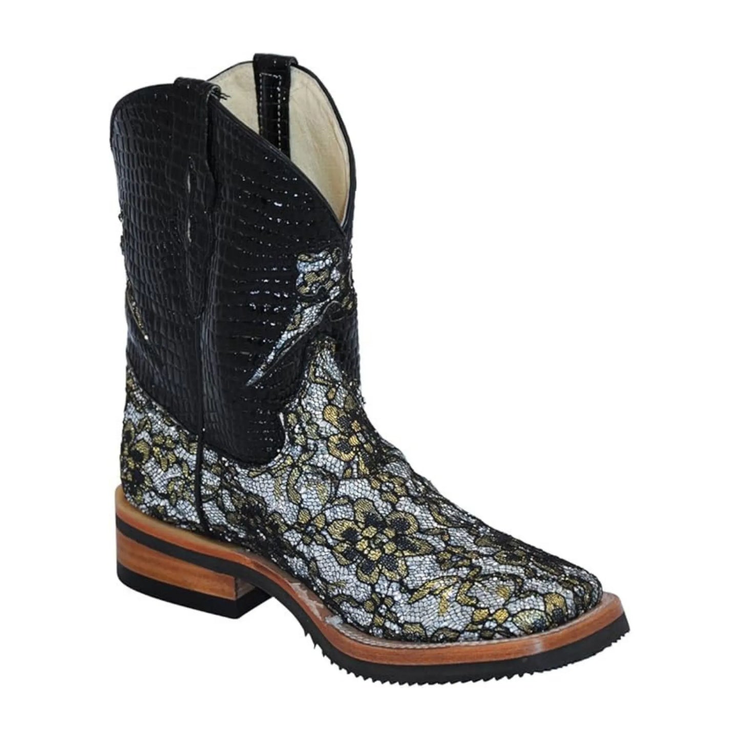 Ferrini Kid's Cowboy Boots 8.5" Cool Silver Lace