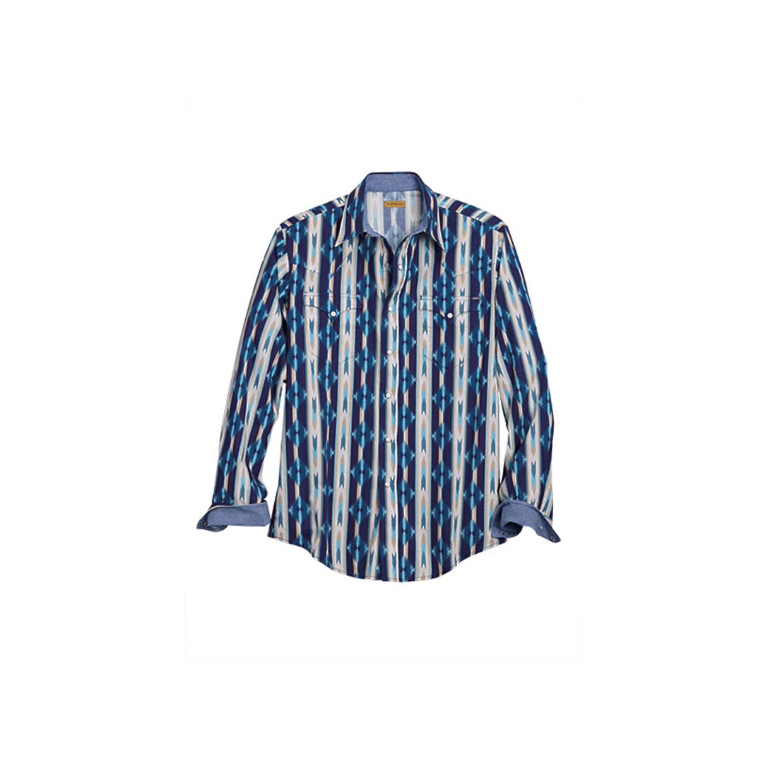 Tin Haul Men's Vertical Aztec Retro Stripe Long Sleeve Western Shirt