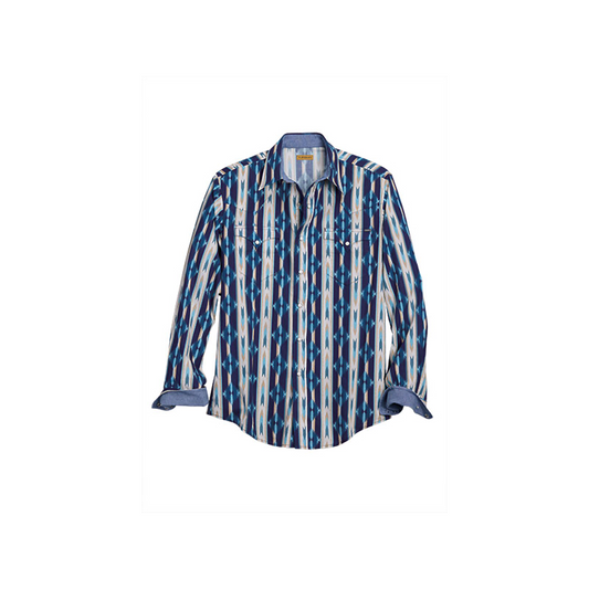 Tin Haul Men's Vertical Aztec Retro Stripe Long Sleeve Western Shirt
