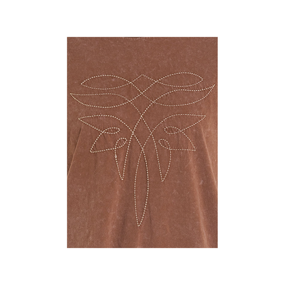 Rock&Roll Women's Mahogany Brown Mineral Wash Boot Stitch Tee