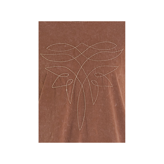 Rock&Roll Women's Mahogany Brown Mineral Wash Boot Stitch Tee