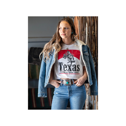 Rockin A Design Women's Texas Bronc Welcome to Cowboy Country Graphic Tee weis-western-wear