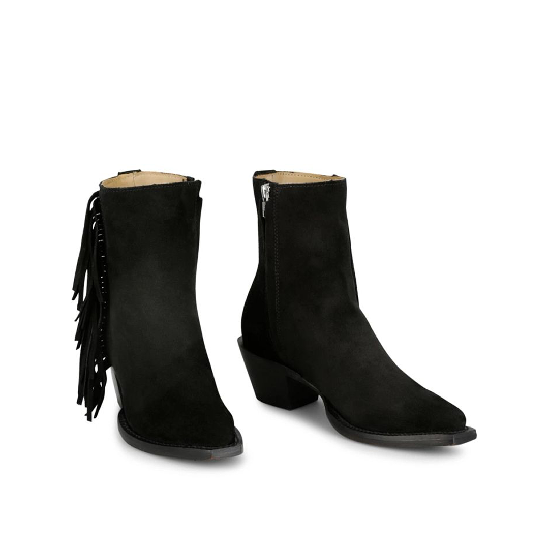 Justin Women's Black Bev Fringe Suede Booties