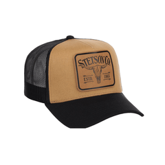 Stetson Logo Leather Patch Curved Brim Cap - Stetson