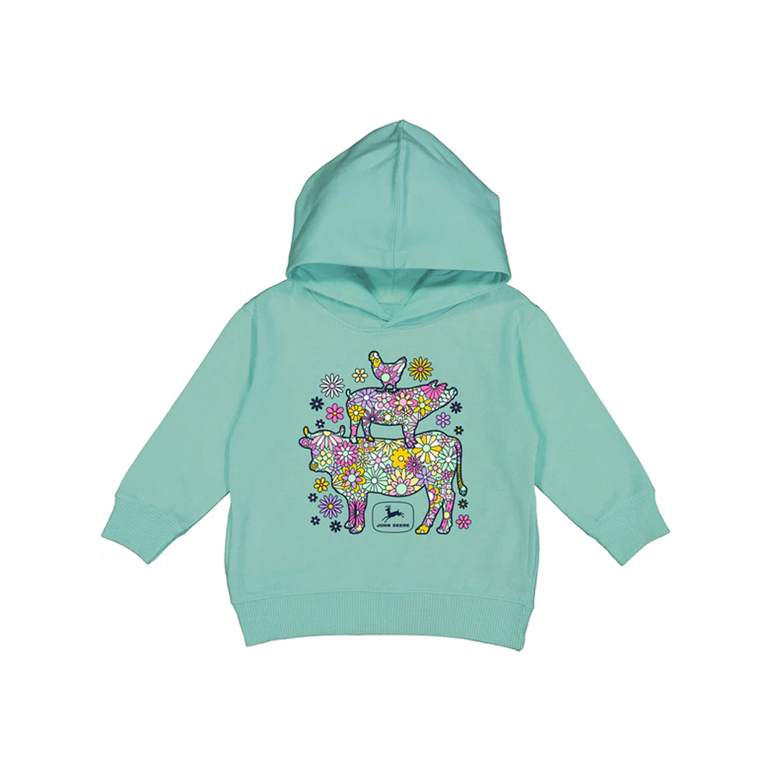 John Deere Girl's Teal Hoodie w/ Flower Tower Graphic weis-western-wear