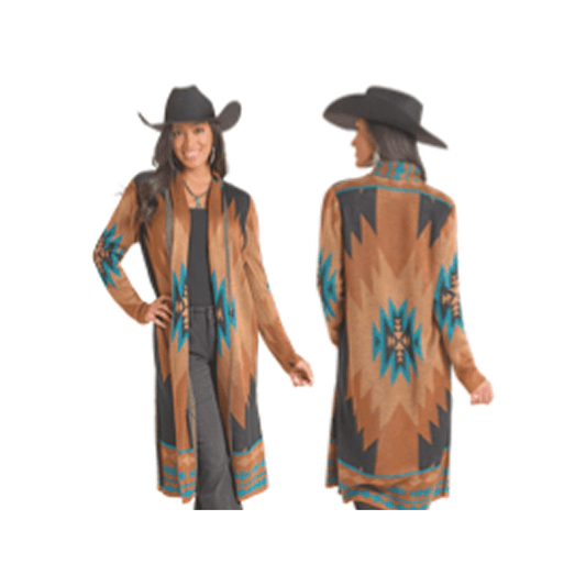 Rock & Roll Denim Women's Aztec Knit Duster Cardigan - Rock & Roll Denim