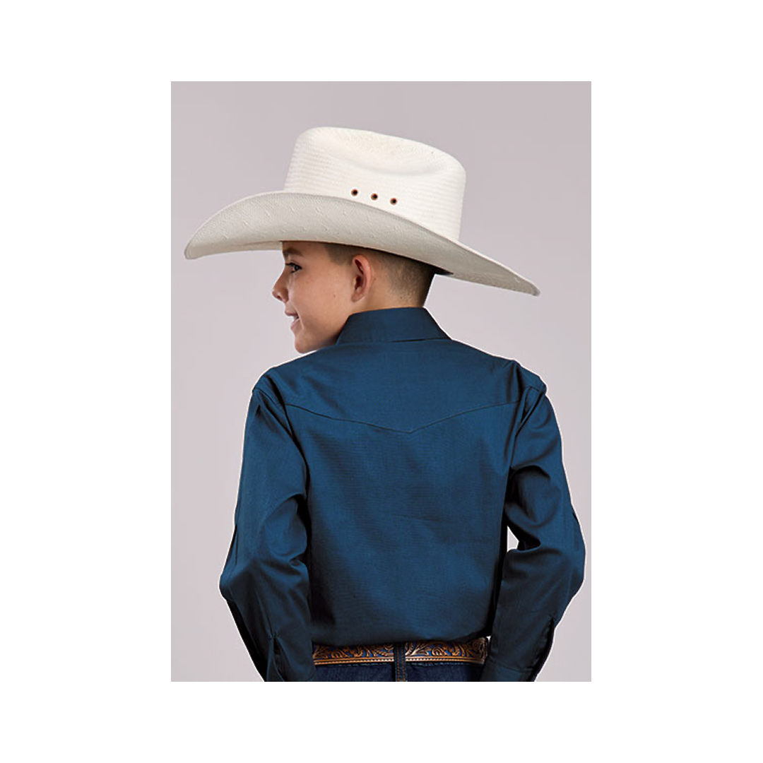 Roper Boy's Long Sleeve Western Shirt Solid Navy weis-western-wear