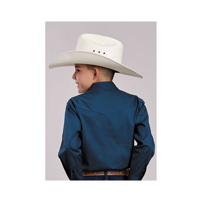 Roper Boy's Long Sleeve Western Shirt Solid Navy weis-western-wear