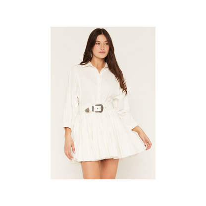 Rock & Roll Denim Women's Long Sleeve Belted Mini Dress