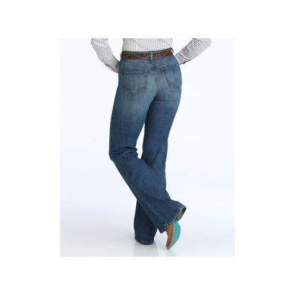 Cinch Women's Tatum Medium Stone Wash Wide Leg Trouser Jeans