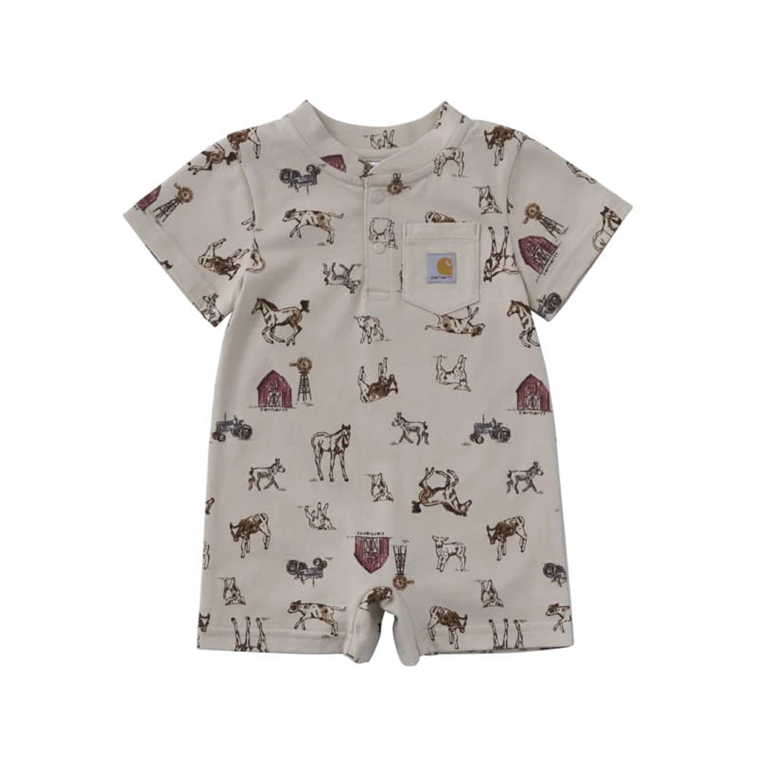 Carhartt Infant's Farm Life Short Sleeve Romper in Sand weis-western-wear