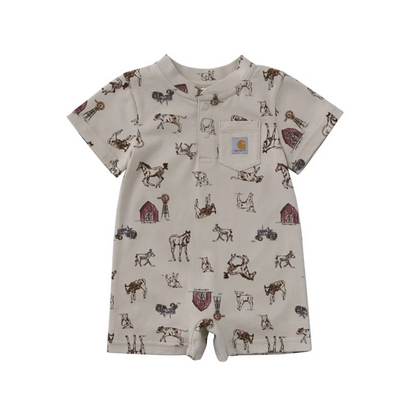 Carhartt Infant's Farm Life Short Sleeve Romper in Sand weis-western-wear