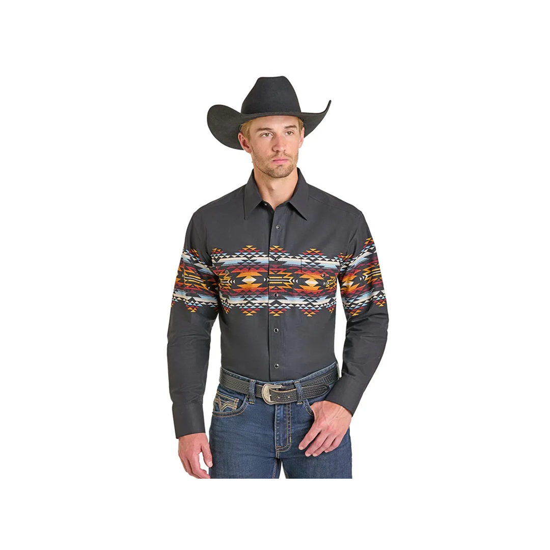 Panhandle Slim Men's Aztec Border Print Long Sleeve Western Shirt