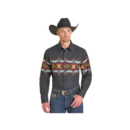 Panhandle Slim Men's Aztec Border Print Long Sleeve Western Shirt