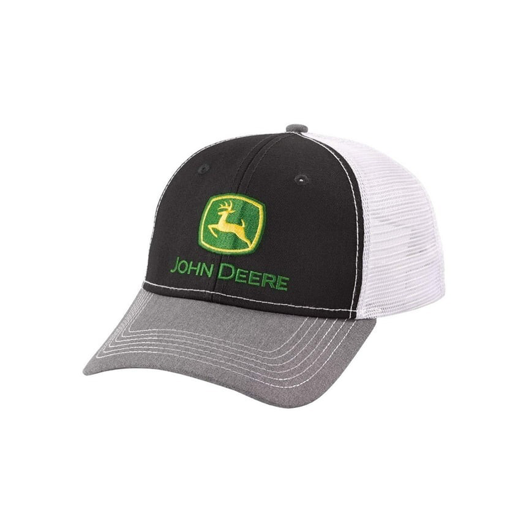 John Deere Men's White and Black Mesh Cap w/ Classic Logo weis-western-wear