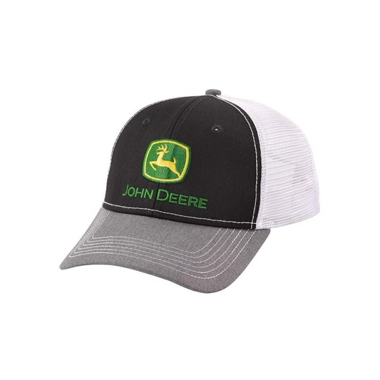 John Deere Men's White and Black Mesh Cap w/ Classic Logo weis-western-wear