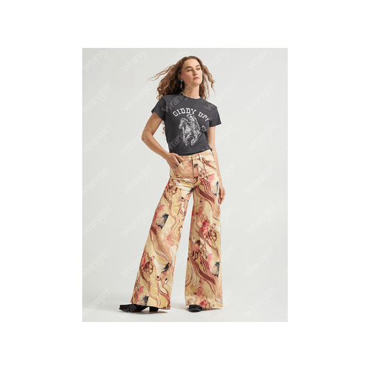 Wrangler Women's Lainey Wilson Cheeky Marbled Horse Wide Leg Jean - Wrangler