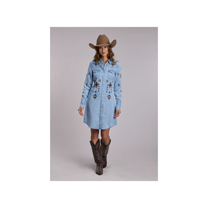 Stetson Women's Embroidered Denim Shirt Dress