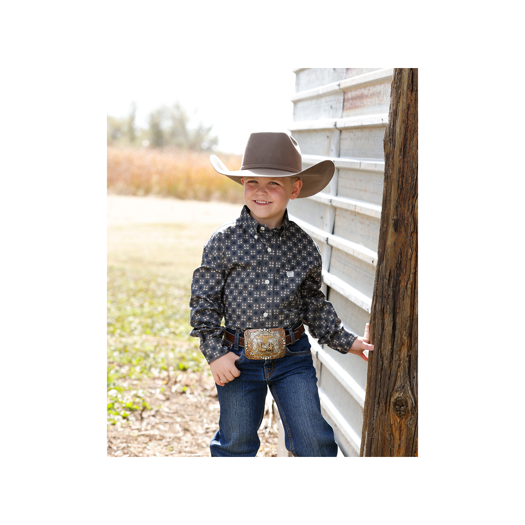 Cinch Boy's Geometric Long Sleeve Western Shirt