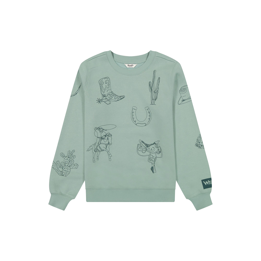 Wrangler Women's Retro Blue Punchy Sweatshirt Crew