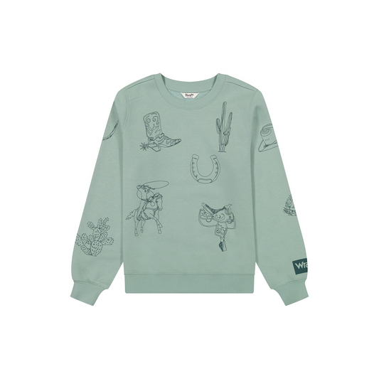 Wrangler Women's Retro Blue Punchy Sweatshirt Crew