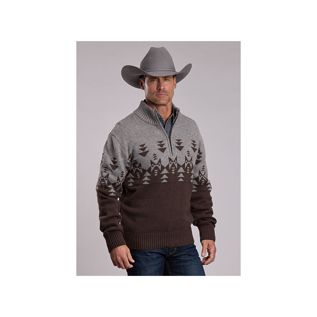 Stetson Men's Aztec Pattern 1/4 Zip Sweater