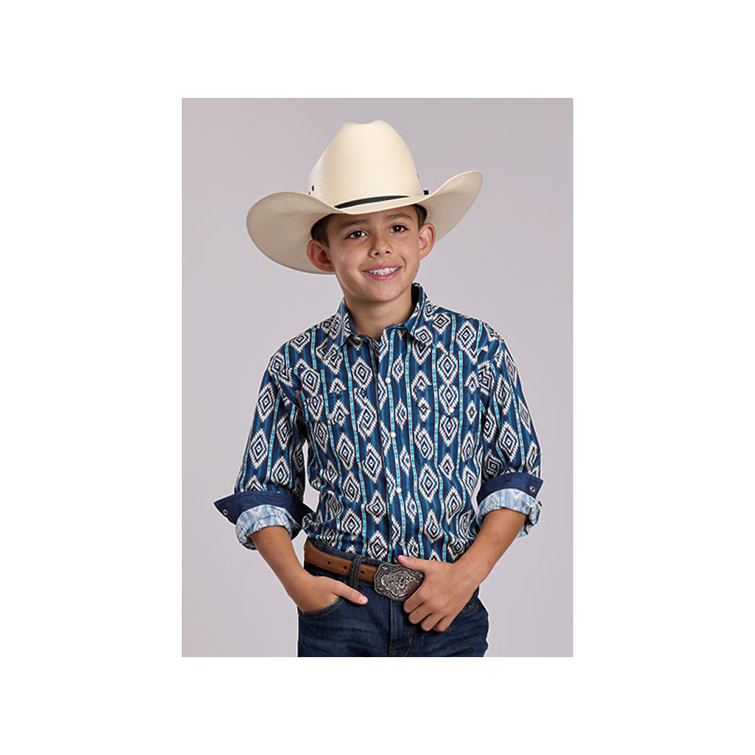 Roper Boy's Vertical Serape Print Snap Long Sleeve Western Shirt