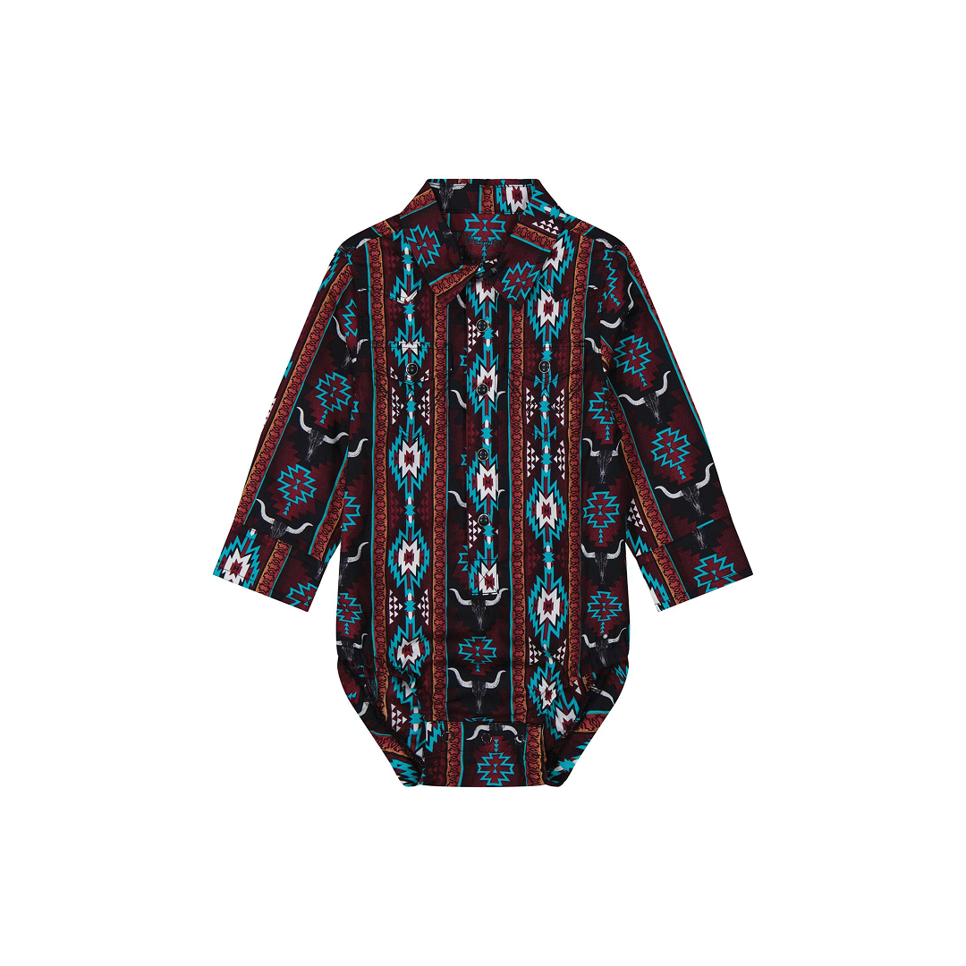 Wrangler Infant Brown Aztec Print Onesie