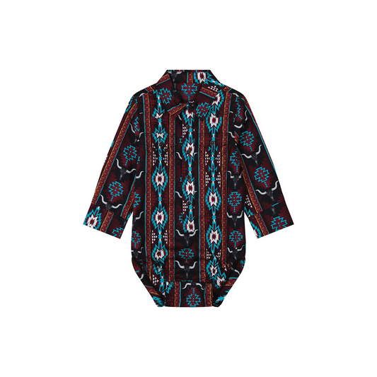 Wrangler Infant Brown Aztec Print Onesie