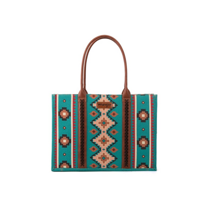 Montana West Women's Large Aztec Print Tote Bag Angel Diamond Teal Blue weis-western-wear