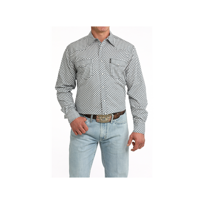 Cinch Men's White Geometric Print Long Sleeve Button Down Western Shirt weis-western-wear