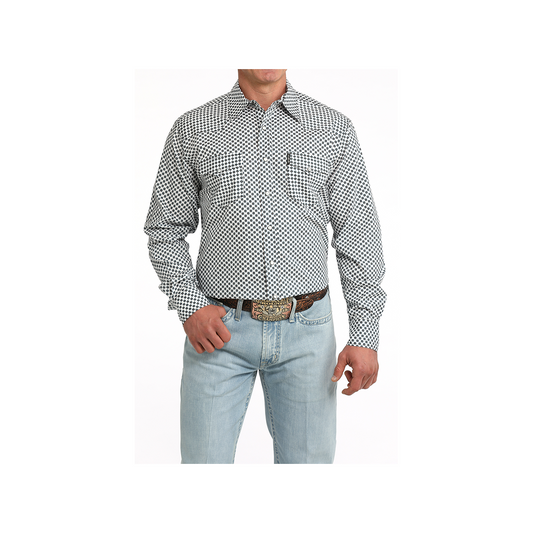 Cinch Men's White Geometric Print Long Sleeve Button Down Western Shirt weis-western-wear