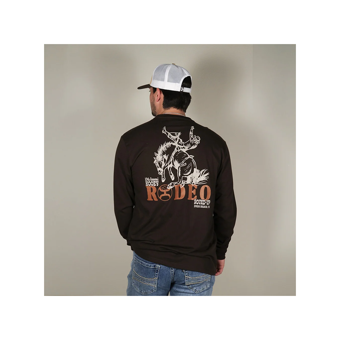 Hooey Men's Rodeo Round-Up Brown Long Sleeve